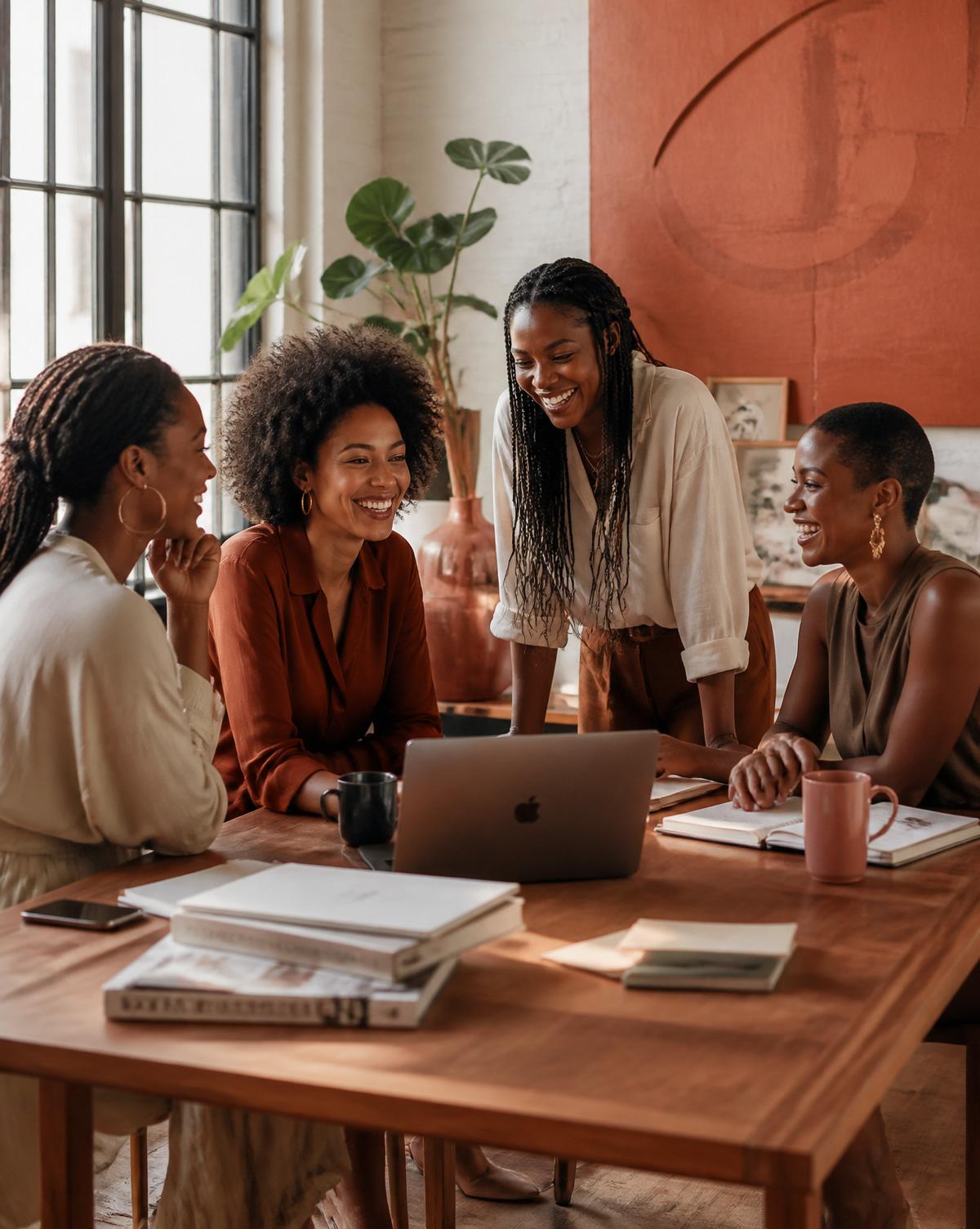 Black women founders collaborating around a table